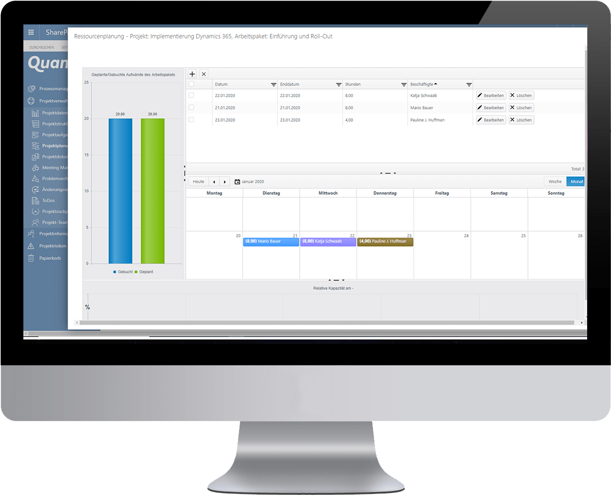Ressourcenplanung unserer Projektmanagement Software