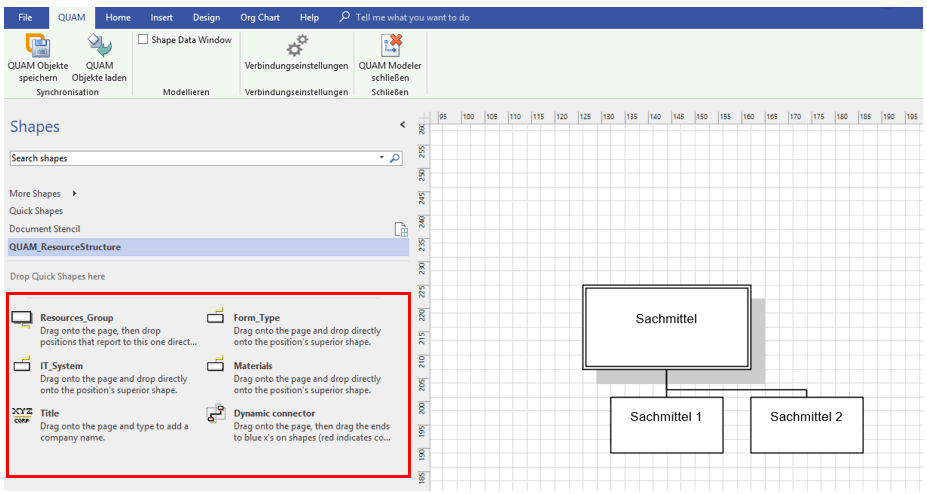 Grafische Modellierung von Ressourcen in Visio