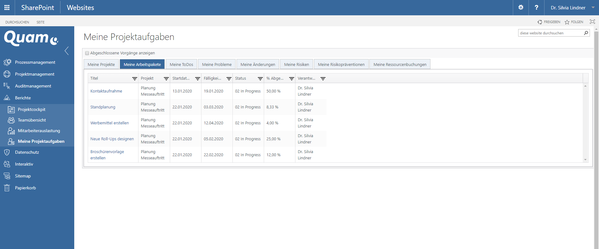 Individuelle Projektübersicht