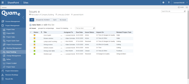 Quam Issue Tracking