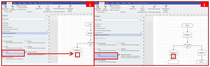 Quam Beziehungen modellieren in Visio