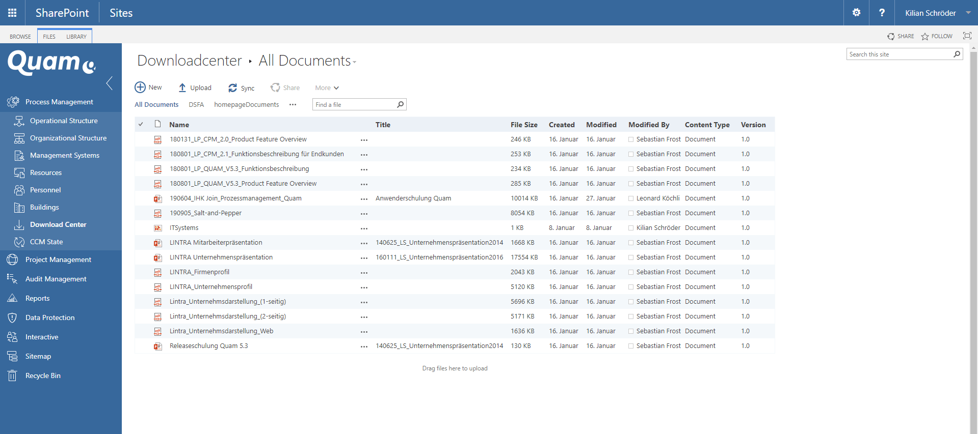 Managing documents in the Download center