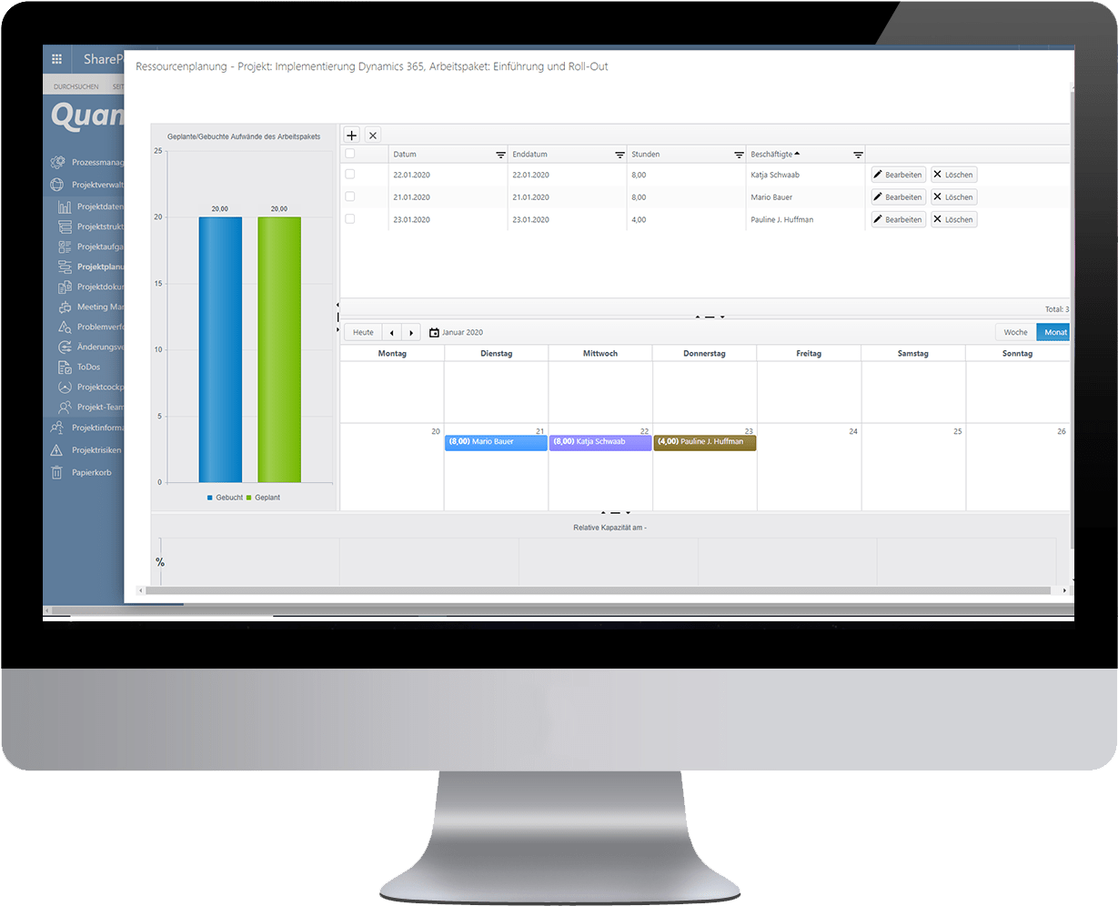 Ressourcenplanung unserer Projektmanagement Software