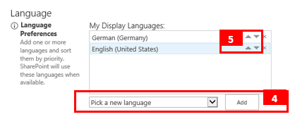 Auswahl der Sprache Dropdown