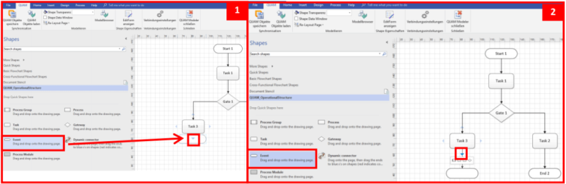 Quam Beziehungen modellieren in Visio