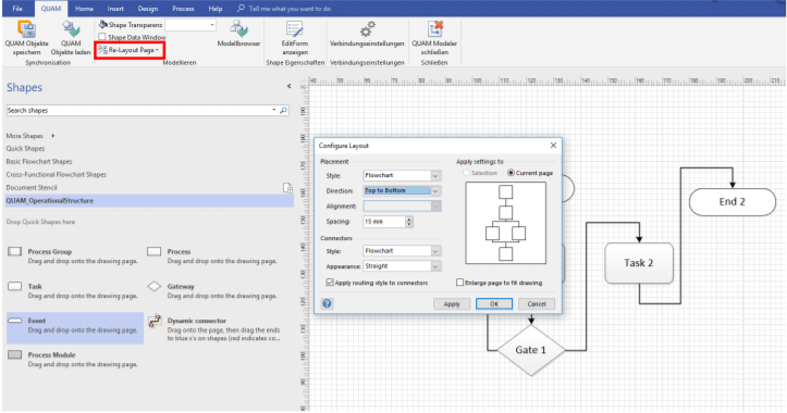 Layout-Anpassungen von Visio Prozess-Zeichnungen 