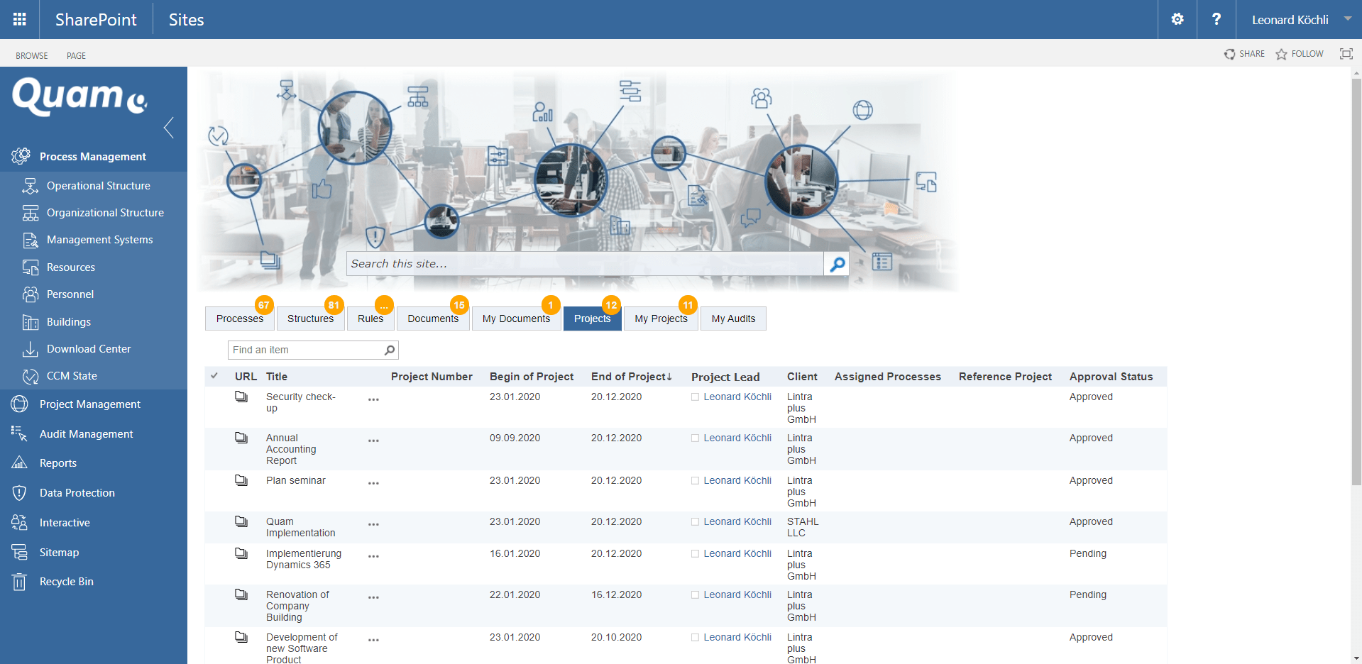 Projektportfoliomanagement im neuen Quam Modul